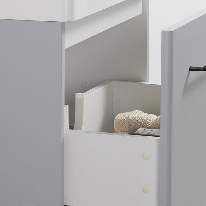Odyssey Grey Wall Hung Vanity Unit 600mm Wide with Matt Black Handle - Image 3