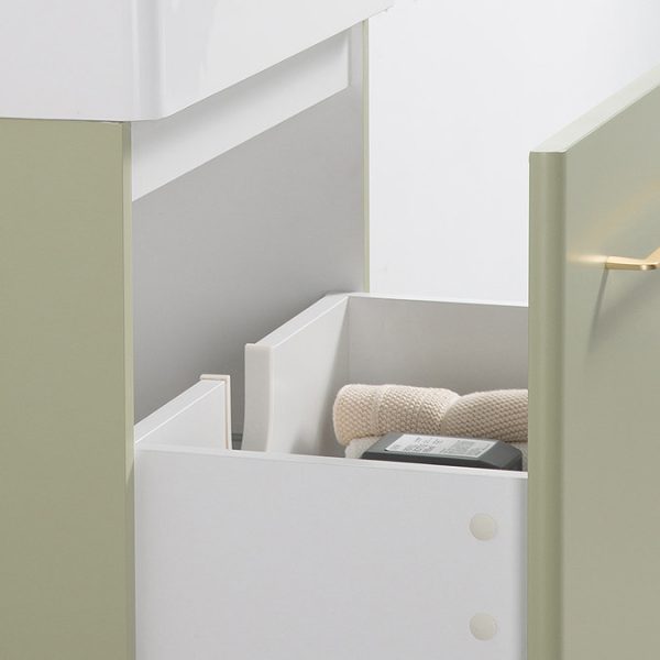 Odyssey Sage Wall Hung Vanity Unit   600mm Wide with Brushed Brass Handle - Image 3