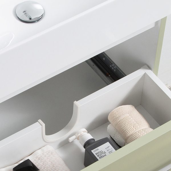 Odyssey Sage Wall Hung Vanity Unit   600mm Wide with Chrome Handle - Image 3
