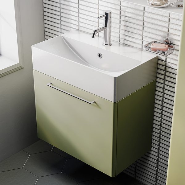 Odyssey Sage Wall Hung Vanity Unit   600mm Wide with Chrome Handle - Image 5