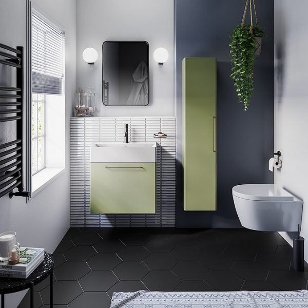 Odyssey Sage Wall Hung Vanity Unit   600mm Wide with Matt Black Handle - Image 5