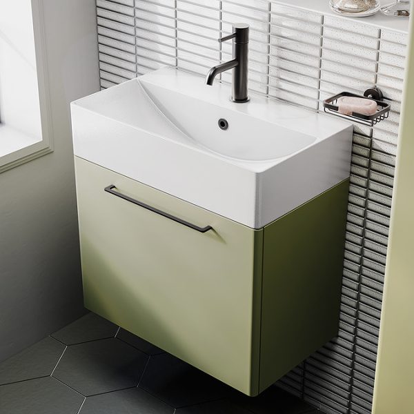 Odyssey Sage Wall Hung Vanity Unit   600mm Wide with Matt Black Handle - Image 2