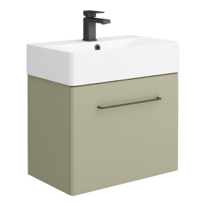 Odyssey Sage Wall Hung Vanity Unit   600mm Wide with Matt Black Handle