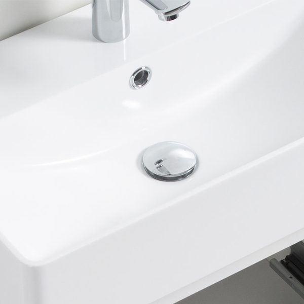 Odyssey White Wall Hung Vanity Unit   600mm Wide with Chrome Handle - Image 3