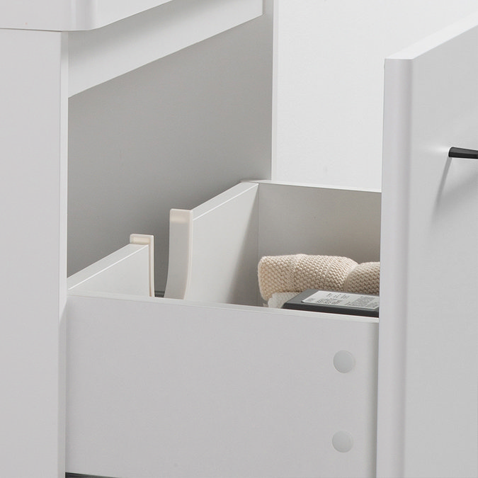 Odyssey White Wall Hung Vanity Unit 600mm Wide with Matt Black Handle - Image 4