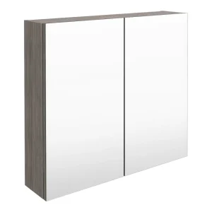 Brooklyn 800mm Grey Avola Bathroom Mirror Cabinet   2 Door