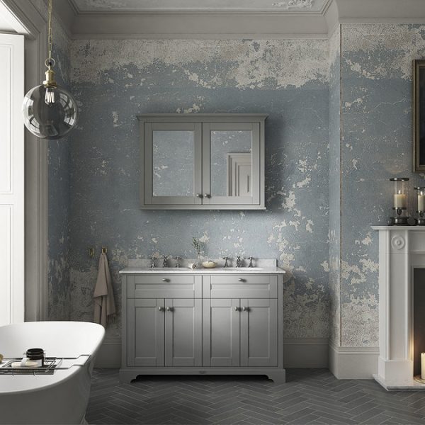 Old London 1200mm Cabinet & Double Bowl Grey Marble Top   Storm Grey - Image 2