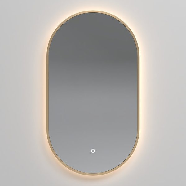 Opus Brushed Brass Lozenge LED Mirror with Anti Fog, Touch Control & Colour Changing Light - Image 5