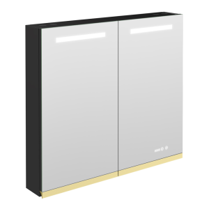 Opus 800 x 700mm LED Illuminated Mirror Cabinet incl. Anti Fog, Touch Sensor and Time Display