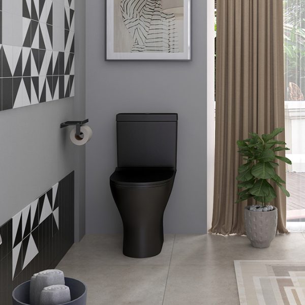 Orion Matt Black Short Projection Toilet with Soft Close Seat - Image 4