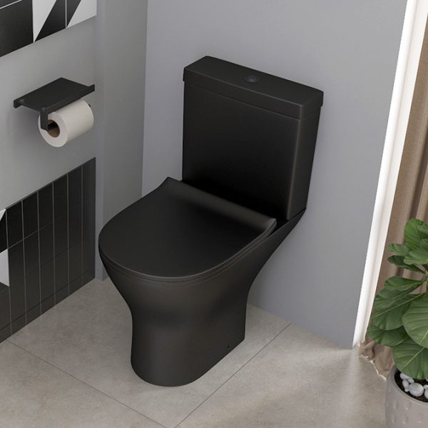 Orion Matt Black Short Projection Toilet with Soft Close Seat - Image 2