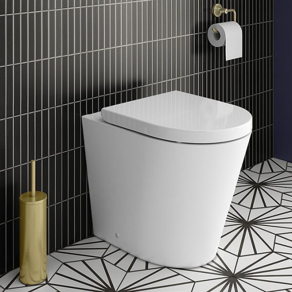 Arezzo Back to Wall Toilet (incl. Seat with Matt Black Hinges) - Image 5