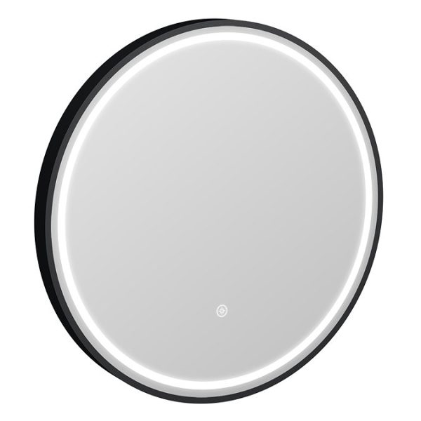 Osaka 600mm Round LED Illuminated Anti Fog Bathroom Mirror Matt Black - Image 3