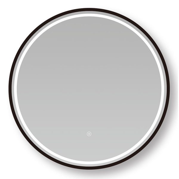 Osaka 600mm Round LED Illuminated Anti Fog Bathroom Mirror Matt Black - Image 4