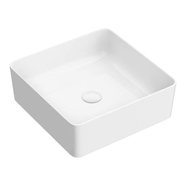 Osaka Slatted Oak 600mm Wall Hung 2 Drawer Countertop Vanity Unit with White Stone Worktop and Square Basin - Image 5