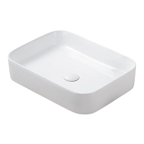Osaka Slatted Oak 800mm Wall Hung 2 Drawer Countertop Vanity Unit with White Stone Worktop and Rectangular Basin - Image 3