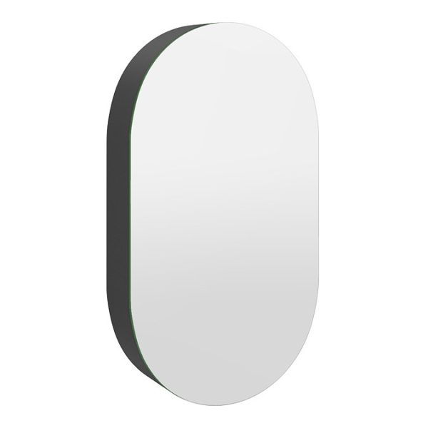 Oscar 800 x 450mm Lozenge Shaped Mirrored Cabinet   Matt Black - Image 4