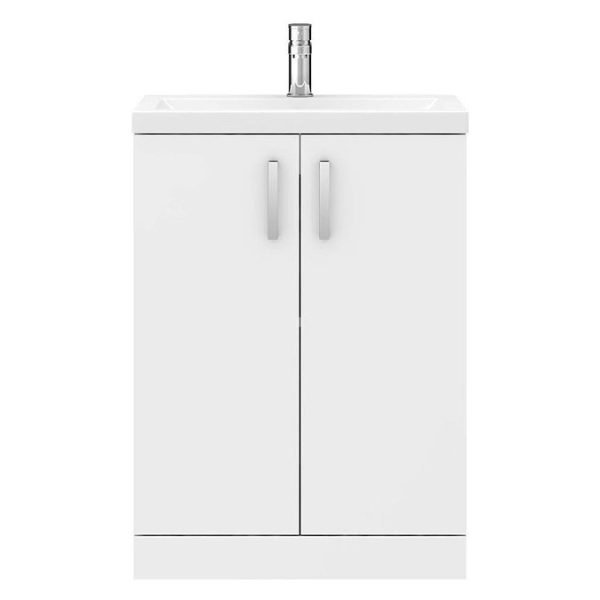 Pallas 600 Modern Gloss White Floor Standing Vanity Unit - Image 2
