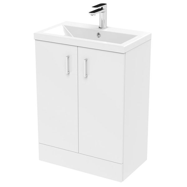 Pallas 600 Modern Gloss White Floor Standing Vanity Unit - Image 4