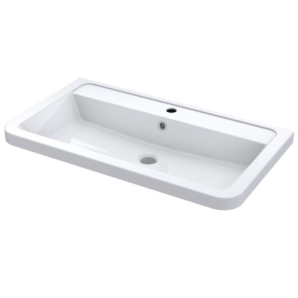 Nuie Elbe Satin Blue 800mm Wall Hung 2 Drawer Vanity Unit - Image 3