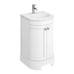 Period Bathroom Co. 500mm Curved Vanity Unit with White Stone Resin Basin   White
