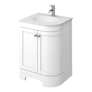 Period Bathroom Co. 610mm LH Offset Vanity Unit with White Stone Resin Basin   White