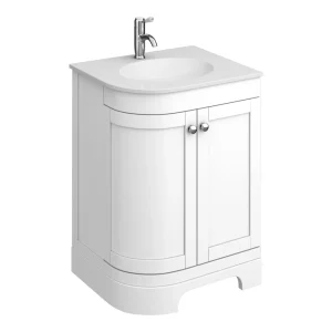 Period Bathroom Co. 610mm RH Offset Vanity Unit with White Stone Resin Basin   White