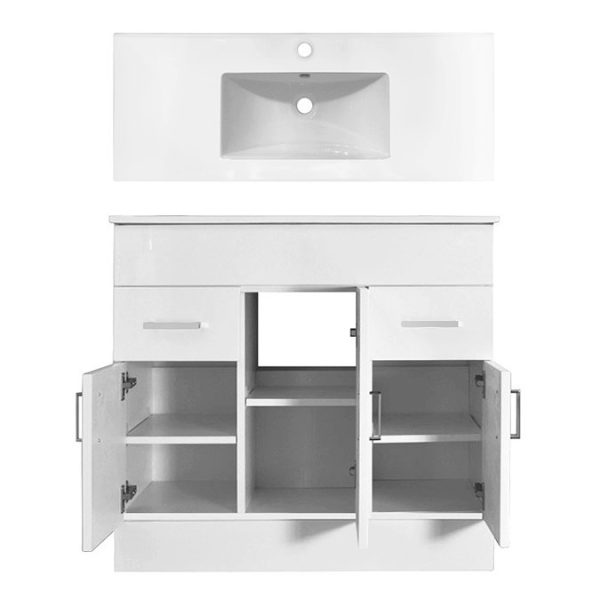 Nuie Cardinal Minimalist Gloss White Vanity Unit W1000 x D400mm - Image 3
