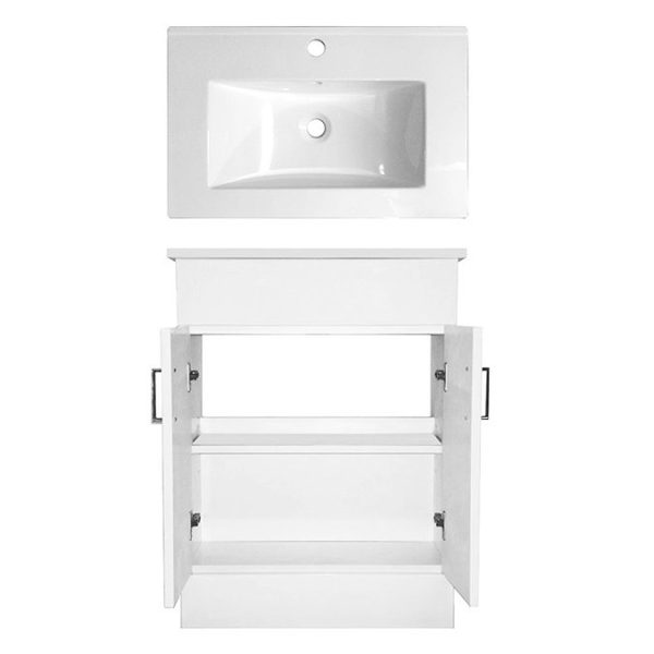 Nuie Cardinal Minimalist Gloss White Vanity Unit W600 x D400mm - Image 2