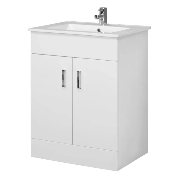 Nuie Cardinal Minimalist Gloss White Vanity Unit W600 x D400mm