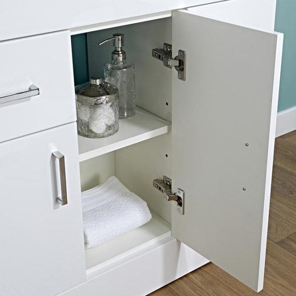Nuie Eden Minimalist Gloss White Vanity Unit W1000 x D400mm - Image 3