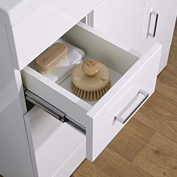 Nuie Eden Minimalist Gloss White Vanity Unit W1000 x D400mm - Image 4