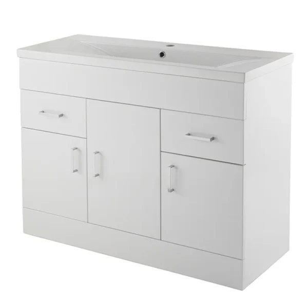 Nuie Eden Minimalist Gloss White Vanity Unit W1000 x D400mm