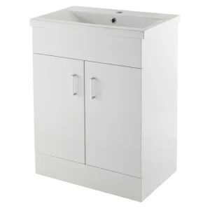 Nuie Eden Minimalist Gloss White Vanity Unit W600 x D400mm