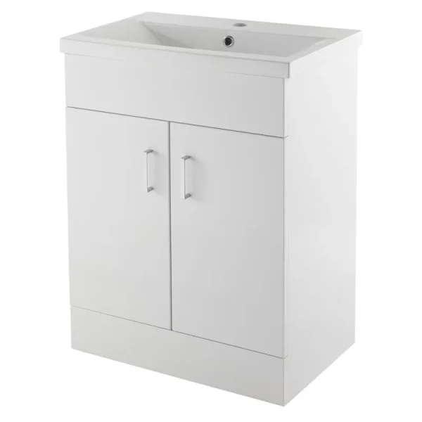 Nuie Eden Minimalist Gloss White Vanity Unit W600 x D400mm