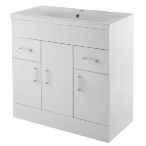 Nuie Eden Minimalist Gloss White Vanity Unit W800 x D400mm