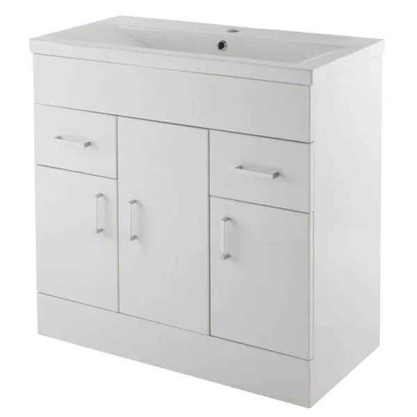 Nuie Eden Minimalist Gloss White Vanity Unit W800 x D400mm