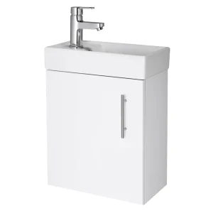 Nuie   Minimalist Compact Wall Hung Basin Unit W400 x D222mm   Gloss White