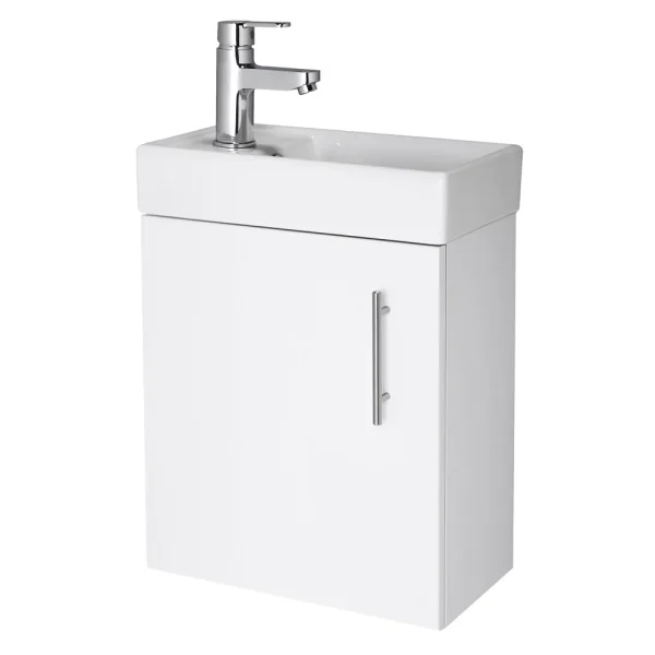 Nuie   Minimalist Compact Wall Hung Basin Unit W400 x D222mm   Gloss White