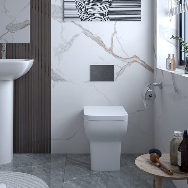Potenza Back to Wall Rimless Toilet Pan with Soft Close Seat - Image 5