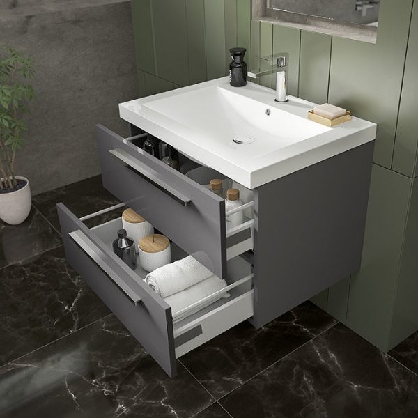 Hudson Reed 720mm Gloss Grey Modular Basin Vanity Unit - Image 3
