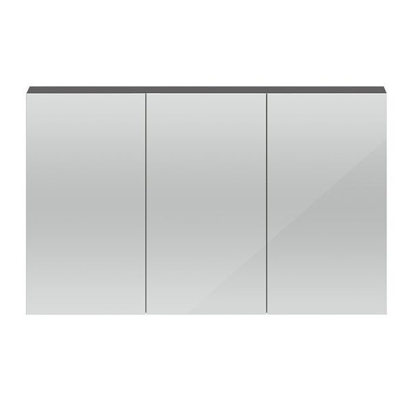 Hudson Reed Fusion 1350mm Gloss Grey 3 Door Mirror Cabinet - Image 3