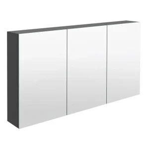 Hudson Reed Fusion 1350mm Gloss Grey 3 Door Mirror Cabinet