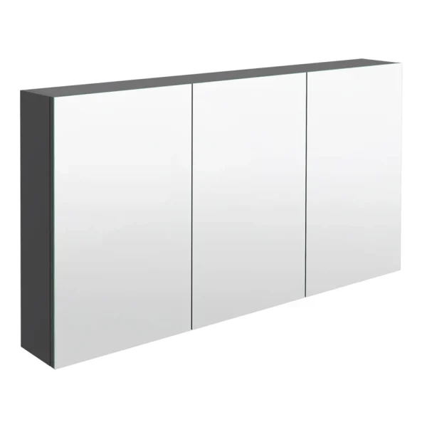 Hudson Reed Fusion 1350mm Gloss Grey 3 Door Mirror Cabinet