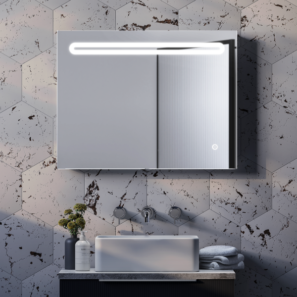 Quebec 650 x 500mm LED Mirror with Touch Sensor, Dimmer + Anti Fog