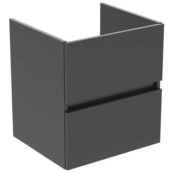 Ideal Standard Eurovit+ 50cm Wall Hung 2 Drawer Vanity Unit with Basin   Mid Grey - Image 3
