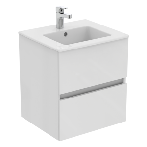 Ideal Standard Eurovit+ 50cm Wall Hung 2 Drawer Vanity Unit with Basin   Gloss White