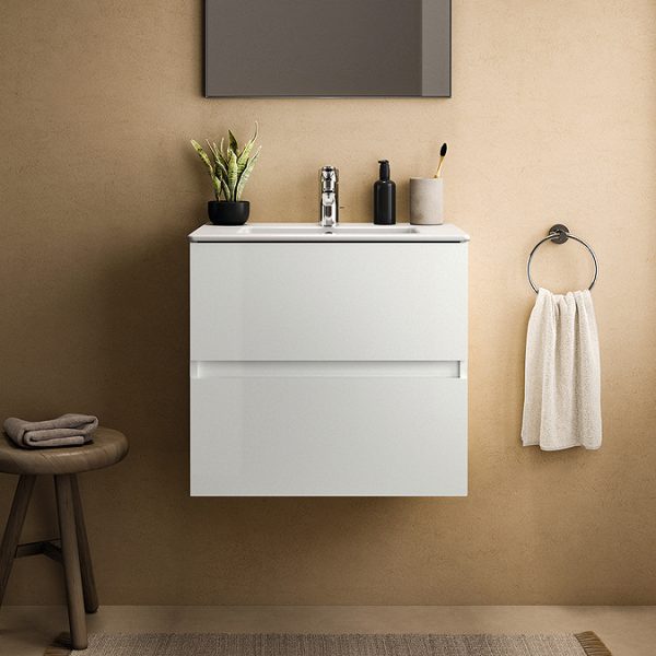 Ideal Standard Eurovit+ 60cm Wall Hung 2 Drawer Vanity Unit with Basin   Gloss White - Image 6