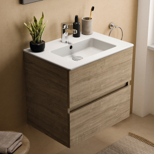 Ideal Standard Eurovit+ 60cm Wall Hung 2 Drawer Vanity Unit with Basin   Natural Oak