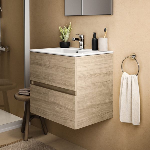 Ideal Standard Eurovit+ 60cm Wall Hung 2 Drawer Vanity Unit with Basin   Natural Oak - Image 6